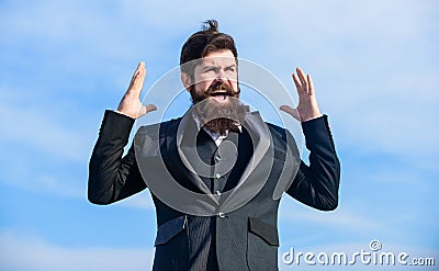 Brutal caucasian hipster with moustache. Mature hipster with beard. Future success. Agile business. Confident Stock Photo