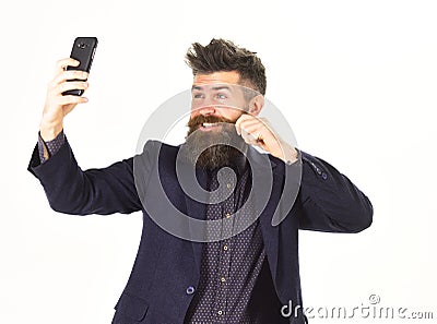 Brutal man with cheerful face. Stock Photo