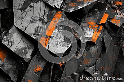 A brutalist digital background with sharp, angular forms, jagged textures, and a cold, industrial Stock Photo