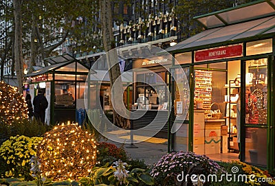 Bryant Park New York City Holiday Shops NYC Christmas Celebration Stores and Lights Editorial Stock Photo