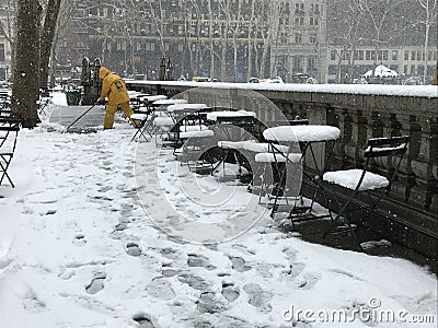 Bryant Park Snow cleaner Editorial Stock Photo