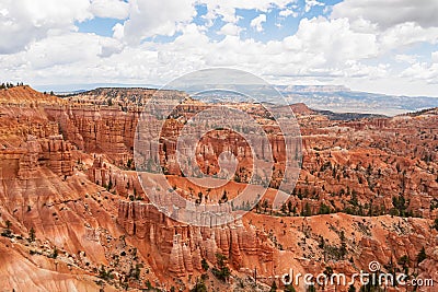 Bryce Canyon - Scenic view of hoodoo sandstone rock formation towers on Navajo trail in Bryce Canyon National Park, Utah Stock Photo