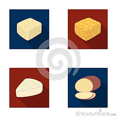 Brynza, smoked, colby jack, pepper jack.Different types of cheese set collection icons in flat style vector symbol stock Vector Illustration