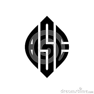 BSE circle letter logo design with circle and ellipse shape. BSE ellipse letters with typographic style. The three initials form a Vector Illustration