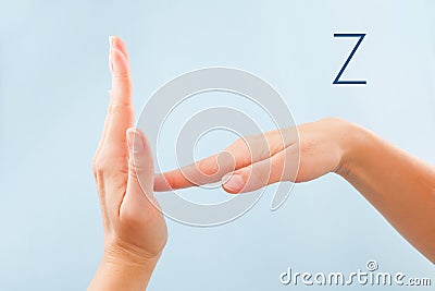 BSL Fingerspelling alphabet Z. Stock Photo