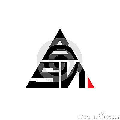 BSN triangle letter logo design with triangle shape. BSN triangle logo design monogram. BSN triangle vector logo template with red Vector Illustration