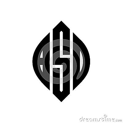 BSO circle letter logo design with circle and ellipse shape. BSO ellipse letters with typographic style. The three initials form a Vector Illustration
