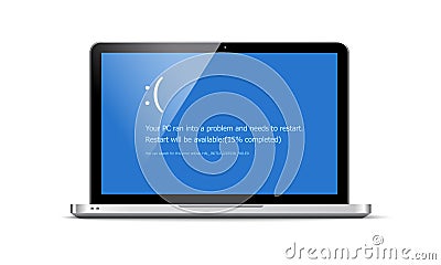 BSOD screen death error system crash laptop. Computer bluescreen bsod operating system alert Vector Illustration