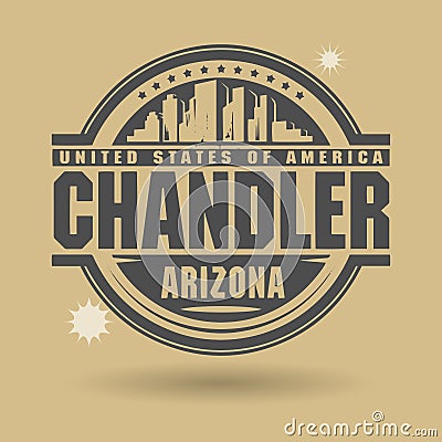 BStamp or label with text Chandler, Arizona inside Vector Illustration