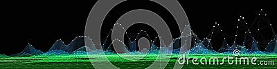 bstract background color graph wireframe from circles and blurred lines on dark. Stock Photo
