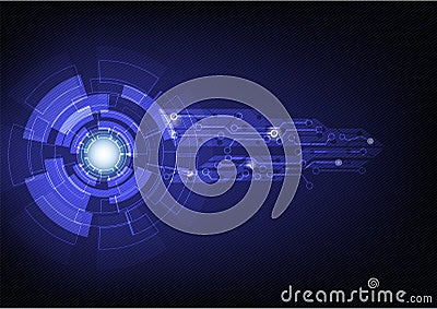Abstract blue technology background.Vector circle and electricity line with blue electronic cycle. Stock Photo