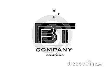 BT black and white combination alphabet bold letter logo with dots. Joined template design for business and company Vector Illustration