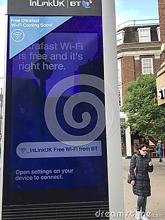 BT billboard at the street of London Editorial Stock Photo