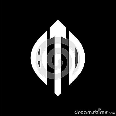 BTD circle letter logo design with circle and ellipse shape. BTD ellipse letters with typographic style. The three initials form a Vector Illustration