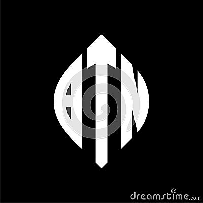 BTN circle letter logo design with circle and ellipse shape. BTN ellipse letters with typographic style. The three initials form a Vector Illustration