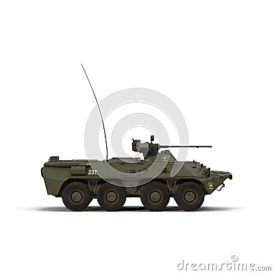 BTR-80 wheeled armoured vehicle personnel carrier on white. 3D illustration Cartoon Illustration