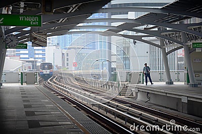 BTS or Skytrain in Bangkok Thailand. Editorial Stock Photo