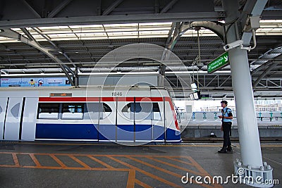 BTS skytrain at Bangna Station Editorial Stock Photo