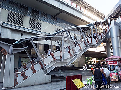 BTS station Victory Monument BANGKOK THAILAND-30 OCTOBER 2018;Is a sky train station Elevated over Phayathai Road. Bangkok Front Editorial Stock Photo