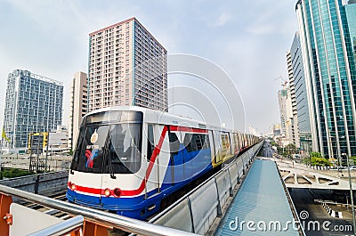 BTS train of Bangkok Thailand. Editorial Stock Photo