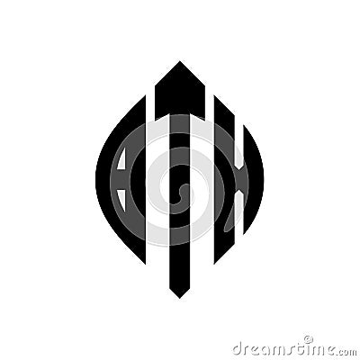 BTX circle letter logo design with circle and ellipse shape. BTX ellipse letters with typographic style. The three initials form a Vector Illustration