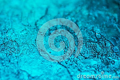 Bubble abstract blue water gel texture. Viscous petrolatum - macro photo Stock Photo