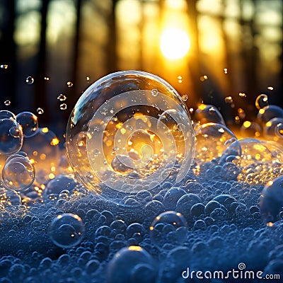 bubble blizzard bubbles of all sizes float down creating a fun Stock Photo