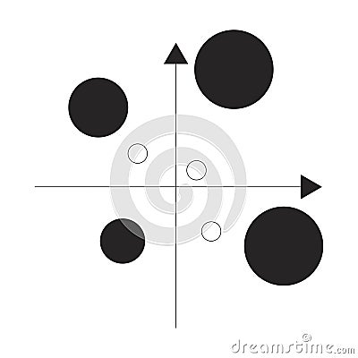 Bubble chart with axis 2D line object Vector Illustration