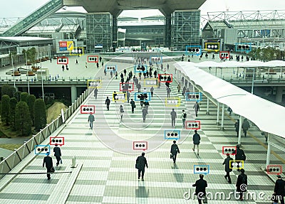 Bubble chat data the detect by futuristic technology in smart city with artificial intelligence concept to measurements ,analytic Editorial Stock Photo