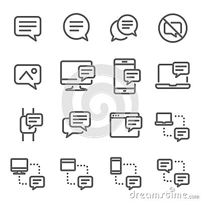 Bubble Chat Message Vector Line Icon Set. Contains such Icons as Conversation, SMS, Notification, Communication and more. Expanded Vector Illustration