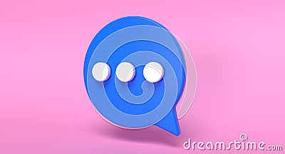 Bubble chat social media 3d icon. Speak and communication message concept. 3D illustration. Stock Photo