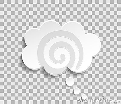 Bubble cloud for think and speech. Paper cloud for talk. Balloon for message, dialog and text. White box isolated on transparent Stock Photo