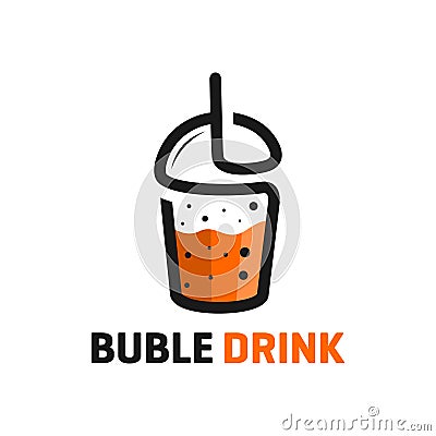 Bubble drink outline logo Vector Illustration