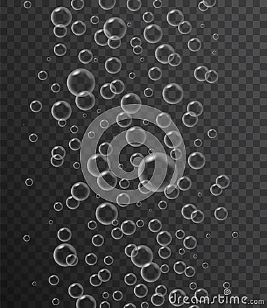 Bubble fizz water vector champagne soda sparkle underwater bubbles background. Fizz foam liquid transparent Vector Illustration