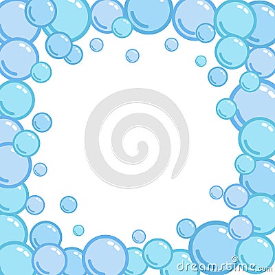 Bubble frame, place for text from blobs, soap blister bounding box, foam border, vector illustration Vector Illustration