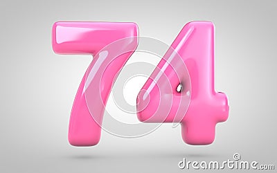 Bubble Gum number 74 isolated on white background Cartoon Illustration