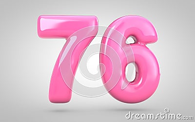 Bubble Gum number 76 isolated on white background Cartoon Illustration