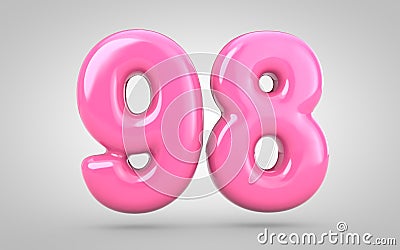 Bubble Gum number 98 isolated on white background Cartoon Illustration