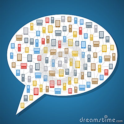 Bubble icon with phones Vector Illustration