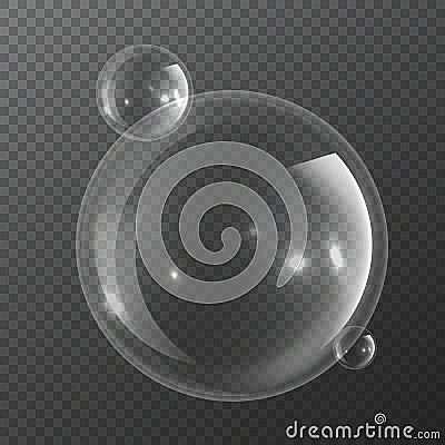 Bubble molecules. Macro fresh bubbly nature realistic transparency pure water or transparent liquid isolated vector Vector Illustration