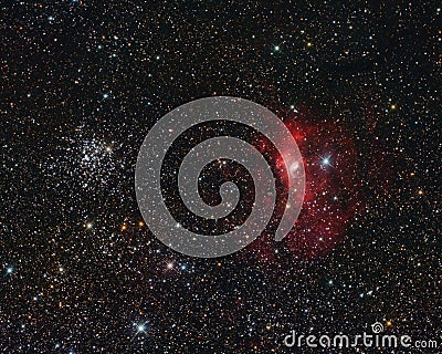 Bubble Nebula and M52 Stock Photo