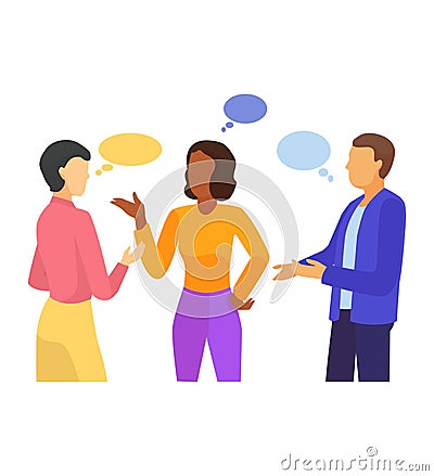 Bubble people vector bubbling speech communication and group of man woman friends discussion illustration set of person Vector Illustration