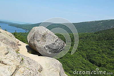 Bubble Rock At Acadia National Park Stock Photo