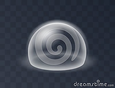 Bubble shield. Protection force energy field, glowing transparent sphere, safety barrier Vector Illustration