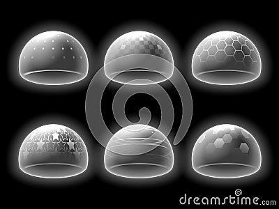Bubble Shields Mockup Monochrome Set Vector Illustration