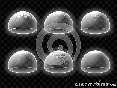 Bubble Shields Realistic Monochrome Set Vector Illustration