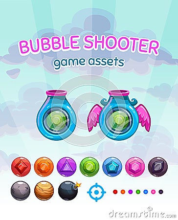 Bubble shooter game assets Vector Illustration