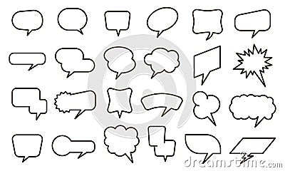 Bubble speech sticker. Empty thought balloons and text bubble stickers, sketch conversation elements vector isolated set Vector Illustration