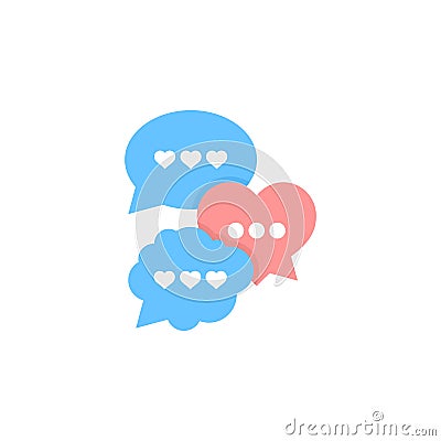 Talking about love, bubble speech vector illustration. Stock Photo