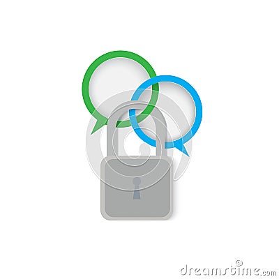 Bubble talk icon locked with steel padlock Vector Illustration